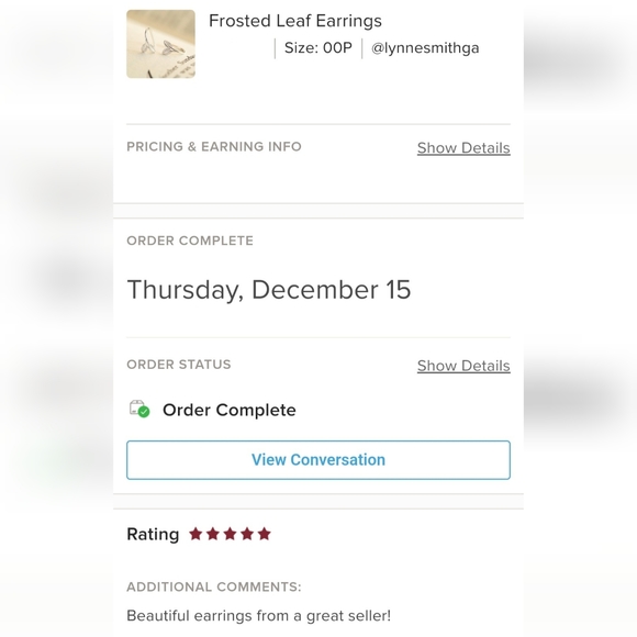 Frosted Leaf Earrings - Only 1 left! - Picture 11 of 11